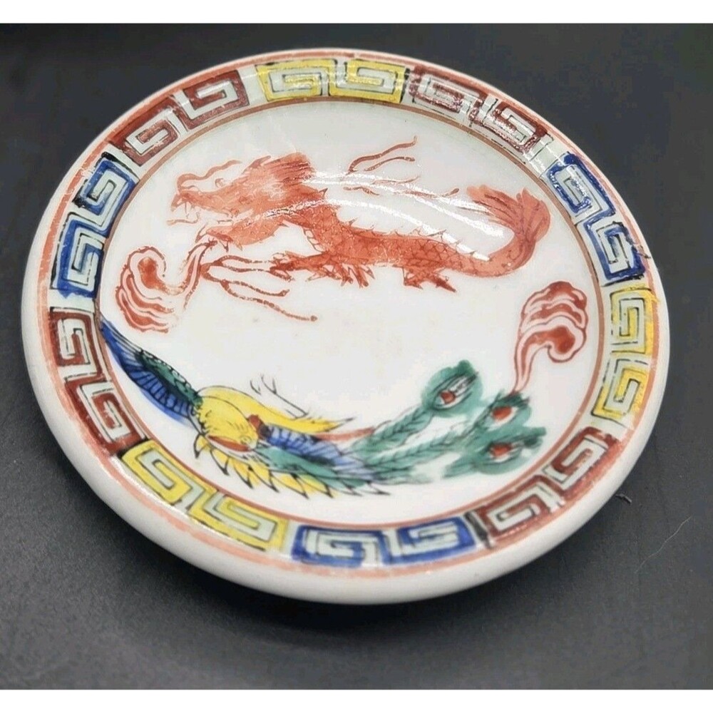 Vintage Mid Century Restaurant Ware Chinese Butter Dish Dragon Phoenix
